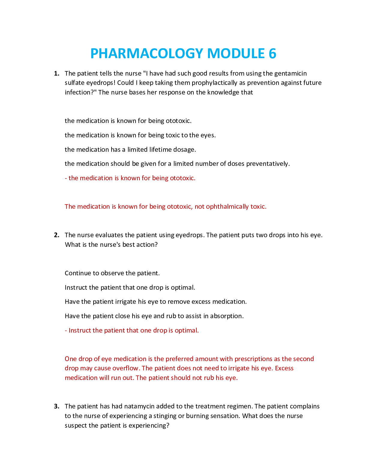 Preview image for NUR 2407 / NUR2407 Module 6: Pharmacology Module 6 Questions and Answers (Latest 2021/2022) Rasmussen
